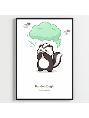 Besay Masum Kokarca | Eğlenceli Banyo ve Tuvalet Duvar Dekorasyonu | Benden Değil Yazılı Komik Hayvan Poster Tablo | A4 Tekli Ç