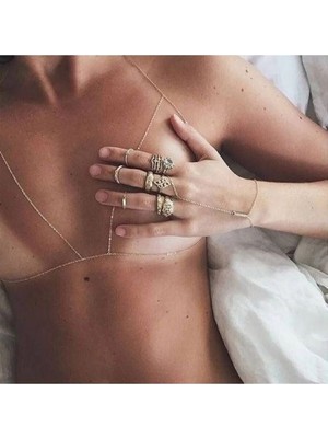 Mupte Jewelry Bralette Vücut Zinciri Vücut Kolyesi Vücut Aksesuarı Üçgen Model
