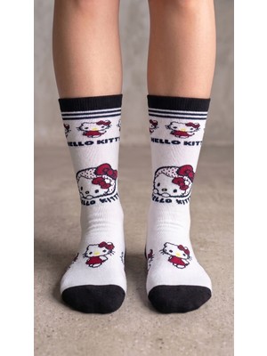 Neşeli Çoraplar Beyaz Hello Kitty Unisex Çorap