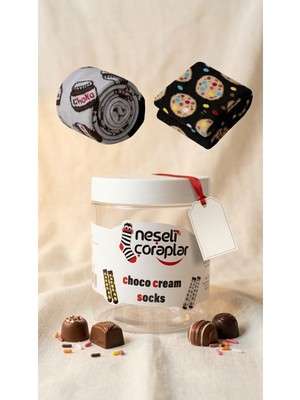 Neşeli Çoraplar 2’li Choco Cream Kutulu Renkli Hediyelik Çorap
