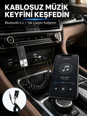 Laraheiser USB Aux Bluetooth Adaptörü Kablosuz Ses Aktarım Cihazı