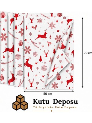 Kutu Deposu 50X70 cm Beyaz Yeni Yıl Desenli Pelur Kağıt (1kg)