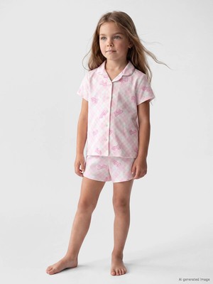 Lc Waikiki Yeni Sezon Barbie Baskılı Kız Çocuk Şortlu Pijama Takımı
