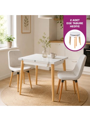 Vilinze Tosya Sandalye Avanos Ahşap Mdf Mutfak Masası Takımı - 90X120 cm