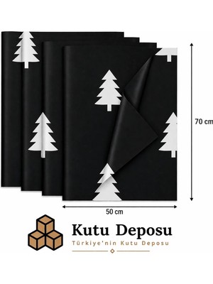 Kutu Deposu 50X70 cm Siyah Çam Ağacı Desenli Pelur Kağıt (1kg)