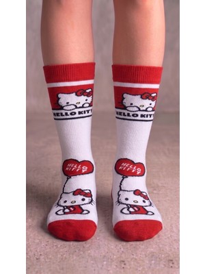 Neşeli Çoraplar Hello Kitty Kalp Renkli Unisex Çorap