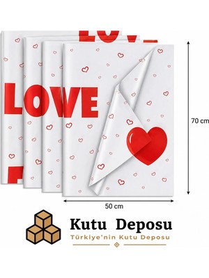 Kutu Deposu 50X70 cm Beyaz Kalp Desenli Pelur Kağıt (1kg)