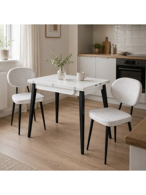 Vilinze Deniz Sandalye Avanos Ahşap Mdf Mutfak Masası Takımı - 90X120 cm