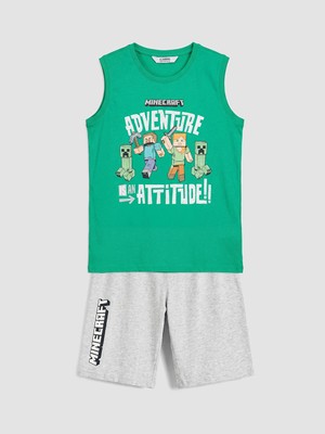 Lc Waikiki Yeni Sezon Minecraft Baskılı Bisiklet Yaka Erkek Çocuk Pijama Takımı