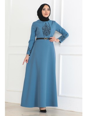 Missvalle Kemer Detaylı Elbise Bebe Mavisi 6116