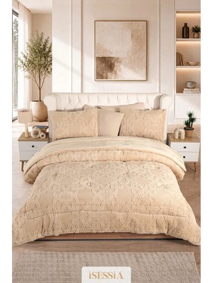 Isessia Lina Çift Kişilik Jakarlı Wellsoft Uyku Seti | Çift Taraflı | 230X250 cm | Çantalı