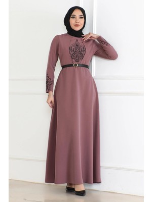 Missvalle Kemer Detaylı Elbise Gül Kurusu 6116