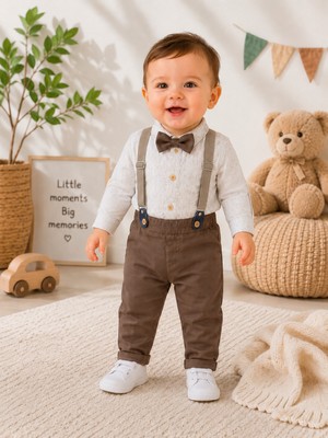 tinytrends Erkek Çocuk Cool Salopet Papyon Gömlek Pantolon 4 Lü Takım Mevlüt Bayramlık