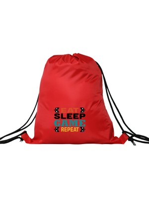 Hero Tasarım Hero tasarım  Eat Sleep Game - Ipli Spor Sırt Çantası - Günlük - Okul 35*46CM One Size | INN1009