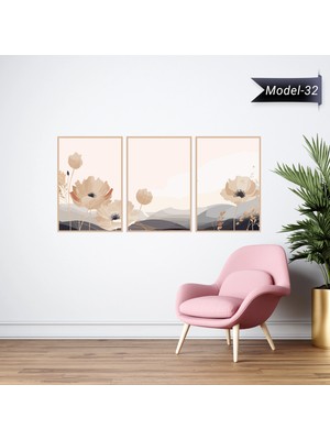 Akıllı Kağıt Statik Tutunma Özellikli Tablo - Poster Çiçek (Model- 32)