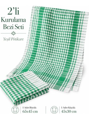 Magic Lady 2li Kurulama Bezi Pamuklu Yeşil Pötikare