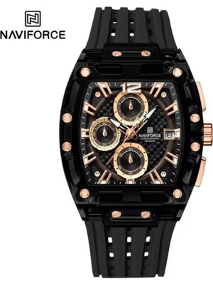 Naviforce Silikon Kordon Analog Erkek Kuvars Kol Saati Siyah