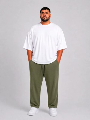 Limitless Wear Erkek Büyük Beden Rahat Kalıp Paça Reçmeli Ince Eşofman Altı
