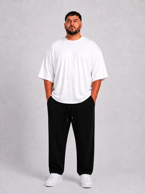 Limitless Wear Erkek Büyük Beden Rahat Kalıp Paça Reçmeli Ince Eşofman Altı