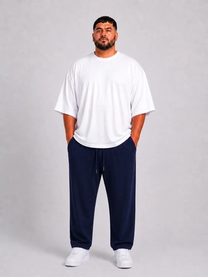 Limitless Wear Erkek Büyük Beden Rahat Kalıp Paça Reçmeli Ince Eşofman Altı