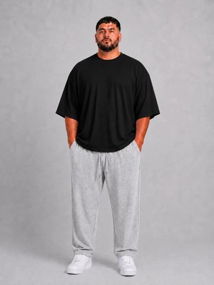 Limitless Wear Erkek Büyük Beden Rahat Kalıp Paça Reçmeli Ince Eşofman Altı