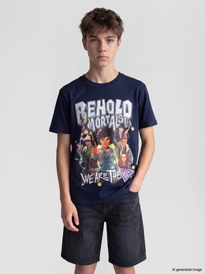 Lc Waikiki Yeni Sezon Bisiklet Yaka Stranger Things Baskılı Erkek Çocuk Tişört