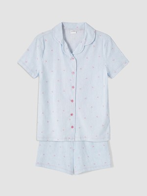 Lc Waikiki Yeni Sezon Gömlek Yaka Kız Çocuk Şortlu Pijama Takımı