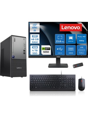 Lenovo Thinkcentre Neo 50T Gen 6 Intel Core Ultra 5 225 Upto 4.9ghz 48GB Ddr5 4tb SSD 8GB/RTX5050 Freedos +23.8"fhd Monitör Masaüstü Bilgisayar 13BD007UTR2424F20+ZETTAUSBBELLEK