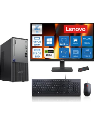 Lenovo Thinkcentre Neo 50T Gen 6 Intel Core Ultra 5 225 Upto 4.9ghz 48GB Ddr5 512GB SSD 6GB/RTX3050 WIN11HOME +23.8"fhd Monitör Masaüstü Bilgisayar 13BD007UTR2423H17+ZETTAUSBBELLEK