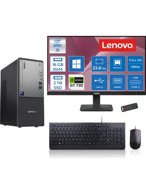 Lenovo Thinkcentre Neo 50T Gen 6 Intel Core Ultra 5 225 Upto 4.9ghz 16GB Ddr5 2tb SSD 4GB/GT730 WIN11PRO +23.8"fhd Monitör Masaüstü Bilgisayar 13BD007UTR2425P04+ZETTAUSBBELLEK
