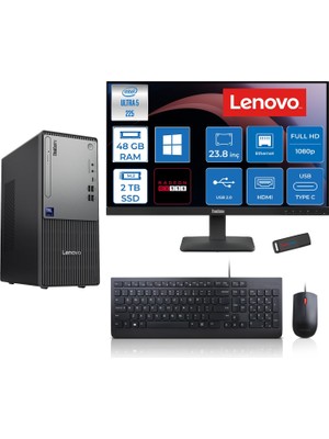 Lenovo Thinkcentre Neo 50T Gen 6 Intel Core Ultra 5 225 Upto 4.9ghz 48GB Ddr5 2tb SSD 4GB/RX550 WIN11PRO +23.8"fhd Monitör Masaüstü Bilgisayar 13BD007UTR2427P19+ZETTAUSBBELLEK