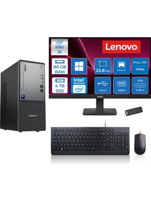 Lenovo Thinkcentre Neo 50T Gen 6 Intel Core Ultra 5 225 Upto 4.9ghz 80GB Ddr5 4tb SSD Intel® UHD Graphics 770 WIN11HOME +23.8"fhd Monitör Masaüstü Bilgisayar 13BD007UTR24H30+ZETTAUSBBELLEK