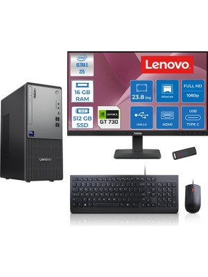 Lenovo Thinkcentre Neo 50T Gen 6 Intel Core Ultra 5 225 Upto 4.9ghz 16GB Ddr5 512GB SSD 4GB/GT730 Freedos +23.8"fhd Monitör Masaüstü Bilgisayar 13BD007UTR2425F02+ZETTAUSBBELLEK