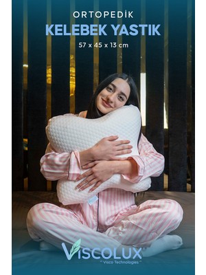 Empressco Rahat ve Ortopedik Visco Kelebek Yastık, Pembe 57X45X13