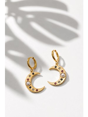 New Obsessions Ay Sallantılı Gold Çelik Küpe