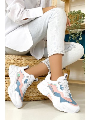 Empressco Kadın Mavi Beyaz Sneaker, Konfor ve Şıklık Bir Arada