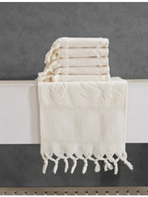 Empressco 30X50 cm Jakarlı Baglama Sacaklı Soft Havlu 12'li Set Krem