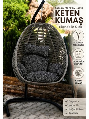 Colormix Salıncak Minderi Keten Kumaş Tamamen Fermuarlı Yıkanabilir Kılıflı