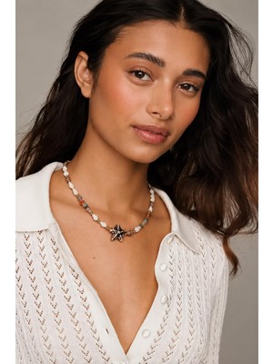 New Obsessions Midye Detaylı Doğaltaş Boncuk Kolye