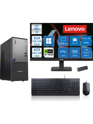 Lenovo Thinkcentre Neo 50T Gen 6 Intel Core Ultra 5 225 Upto 4.9ghz 128GB Ddr5 256GB SSD 4GB/GT1030  WIN11HOME +23.8"fhd Monitör Masaüstü Bilgisayar 13BD007UTR2421H36+ZETTAUSBBELLEK