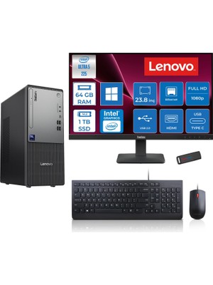 Lenovo Thinkcentre Neo 50T Gen 6 Intel Core Ultra 5 225 Upto 4.9ghz 64GB Ddr5 1tb SSD Intel® UHD Graphics 770 WIN11PRO +23.8"fhd Monitör Masaüstü Bilgisayar 13BD007UTR24P23+ZETTAUSBBELLEK