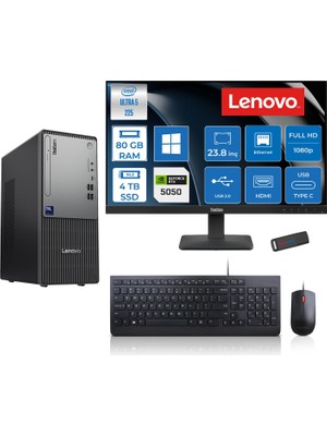 Lenovo Thinkcentre Neo 50T Gen 6 Intel Core Ultra 5 225 Upto 4.9ghz 80GB Ddr5 4tb SSD 8GB/RTX5050 WIN11PRO +23.8"fhd Monitör Masaüstü Bilgisayar 13BD007UTR2424P30+ZETTAUSBBELLEK