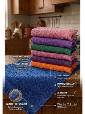 Empressco 30X50 cm Jagarlı Mutfak ve El Yüz Havlusu, Saçaklı, 3'lü Set