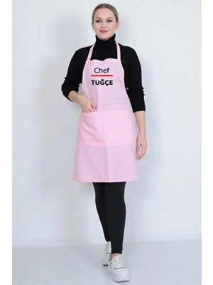Empressco Pembe Çift Cepli Mutfak Boydan Askılı Servis Önlüğü