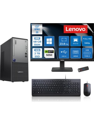 Lenovo Thinkcentre Neo 50T Gen 6 Intel Core Ultra 5 225 Upto 4.9ghz 48GB Ddr5 2tb SSD 8GB/RTX5050 WIN11HOME +23.8"fhd Monitör Masaüstü Bilgisayar 13BD007UTR2424H19+ZETTAUSBBELLEK