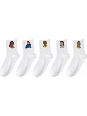 Rabona Fashion Retro Stars Football Legends 5'li Unisex Çorap Seti