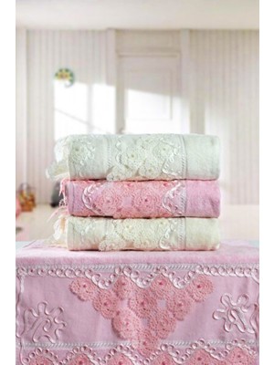 Empressco Dantelli Güpürlü El ve Yüz Havlusu 4'lü Set 50X90CM Konforlu ve Şık