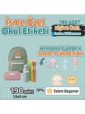 Kapbirhediye Okul Etiketi Isme Özel Kalem Defter Etiketi Deniz Canlıları  Temalı 190 Adet