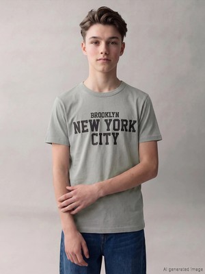Lc Waikiki Yeni Sezon Bisiklet Yaka New York Baskılı Erkek Çocuk Tişört