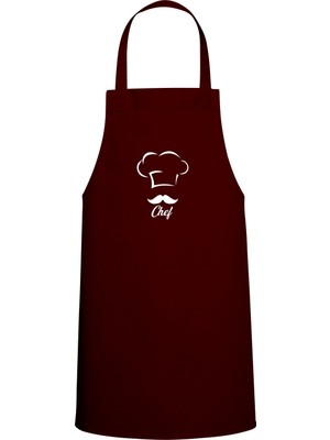 Empressco Bordo Erkek Chef Özel Baskılı Mutfak Önlüğü, Şık ve Kullanışlı Tasarım